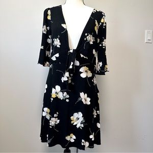 FREE PEOPLE Black All Yours Floral A-Line Mini Dress - Size:8